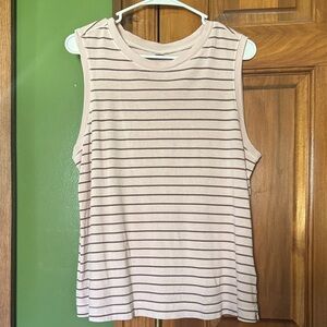 Old Navy Pink and Brown Striped Tank Top